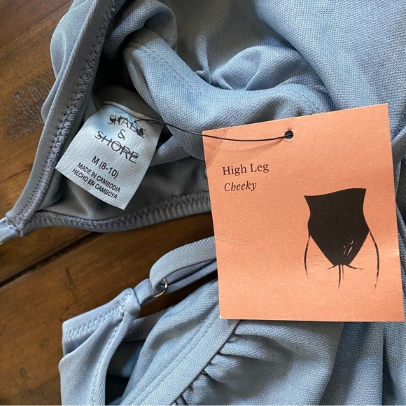 Shade & Shore NWT M Dusty Blue Women's One Piece Swimsuit - Picture 3 of 6